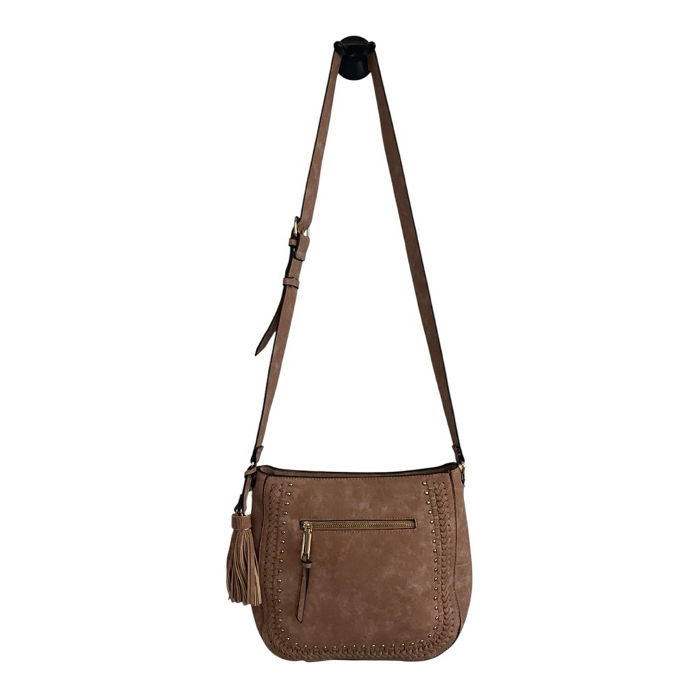 Brown Boho Crossbody Satchel Bag with Tassels Adjustable Strap 13”x9”x3.5”